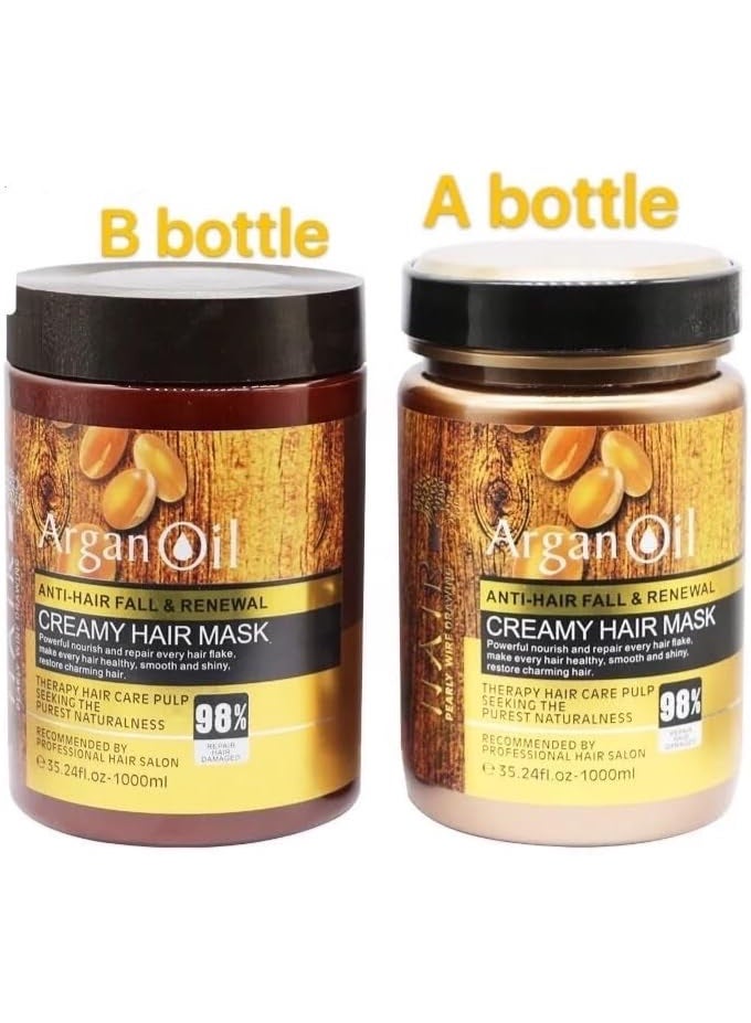 أرجان أويل زيت الأرغان المغربي (قناع للشعر) خالٍ من الكبريتات، مثالي للشعر التالف والجاف والمجعد والمتطاير - تركيبة مكثفة للشعر الناعم/الخفيف، آمن للشعر المصبوغ والمعالج بالكيراتين. - Image 2